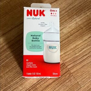 NUK Simply Natural Baby Bottle - NEW - Om+ Wide Breast-like nipple!!